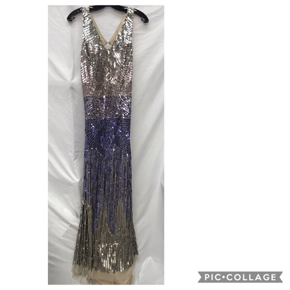 Adrianna Papell Multicolor sequin ombré long gown - Picture 6 of 13
